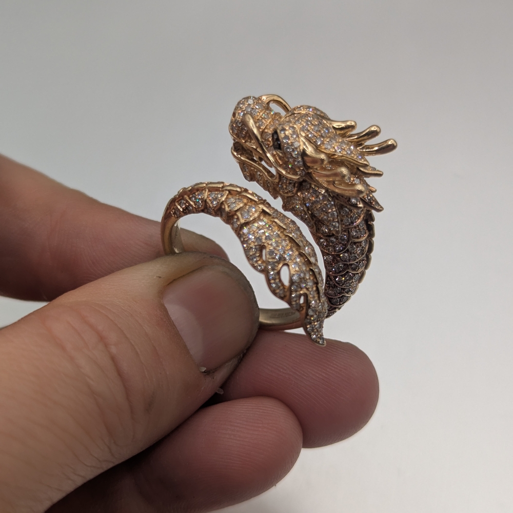 Effy 14k Gold and Diamond Dragon Ring